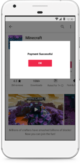 Payment sucess to purchase an app through Direct Carrier Billing